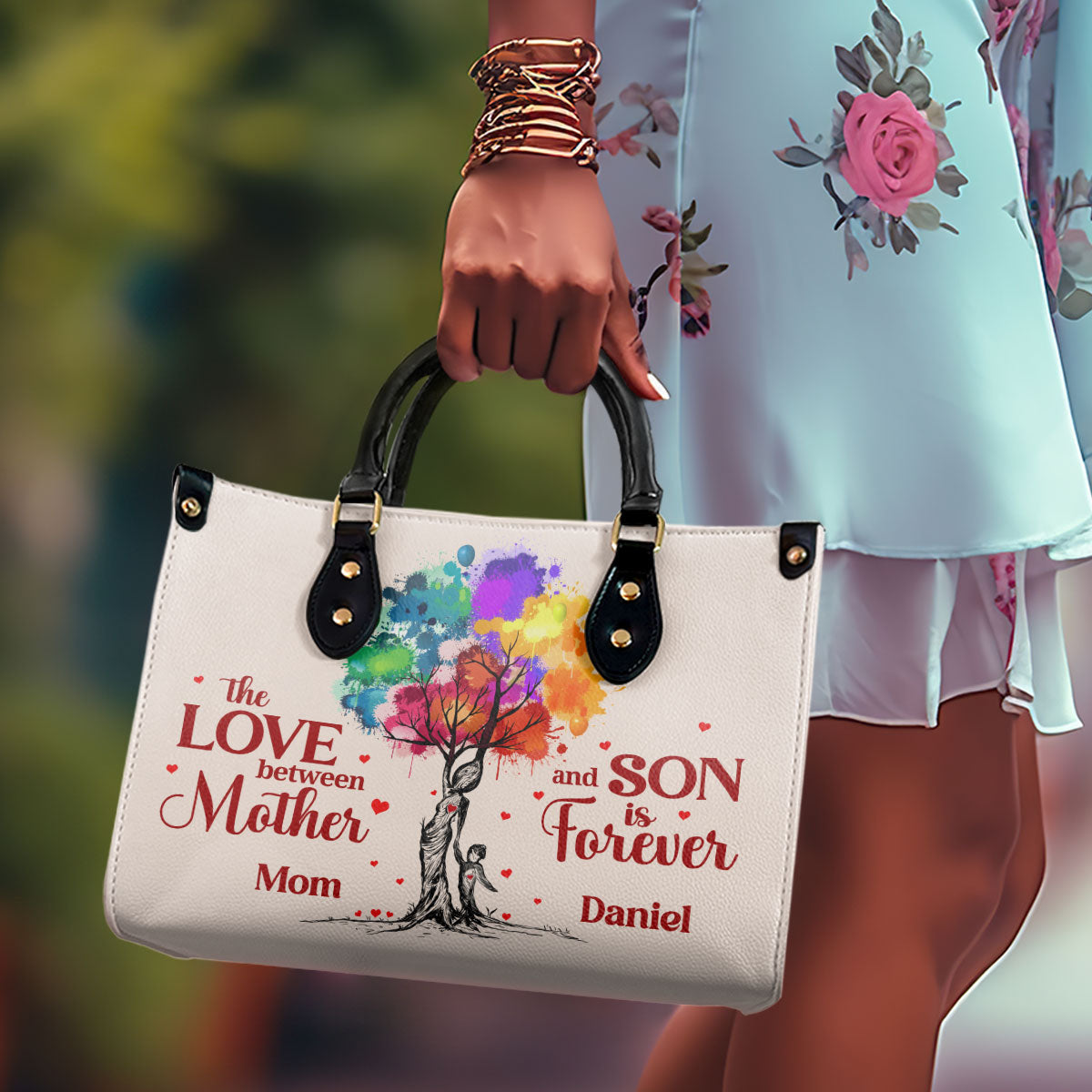 The Love Between Mother And Son Is Forever - Personalized Leather Handbag STB188B