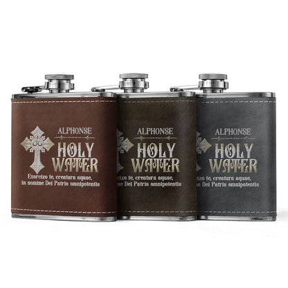 Holy Water - Personalized Leather Flask SBLFLALM2163TA