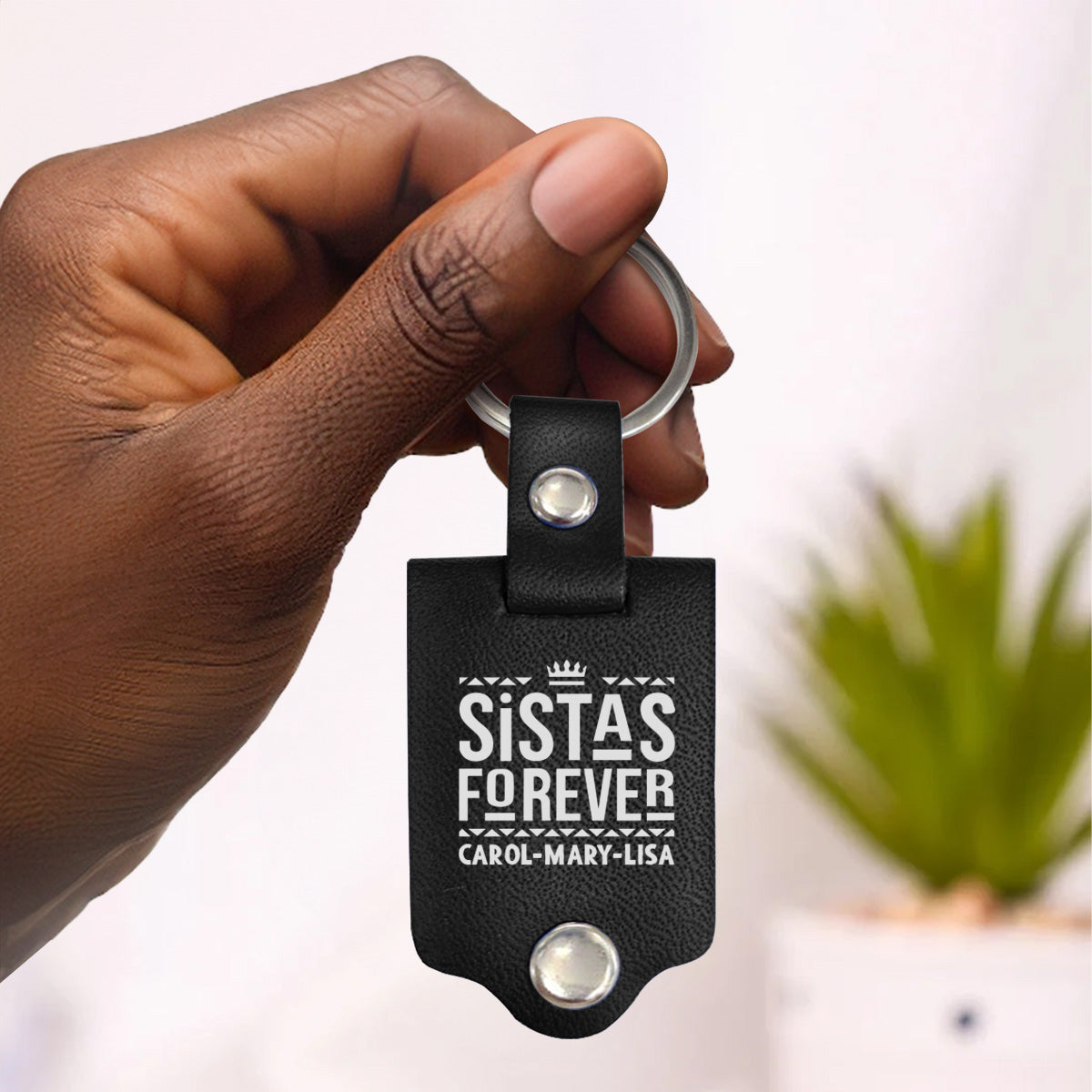 Life Is Better With Sistas - Personalized Leather Photo Keychain SBLPKLTU2740L