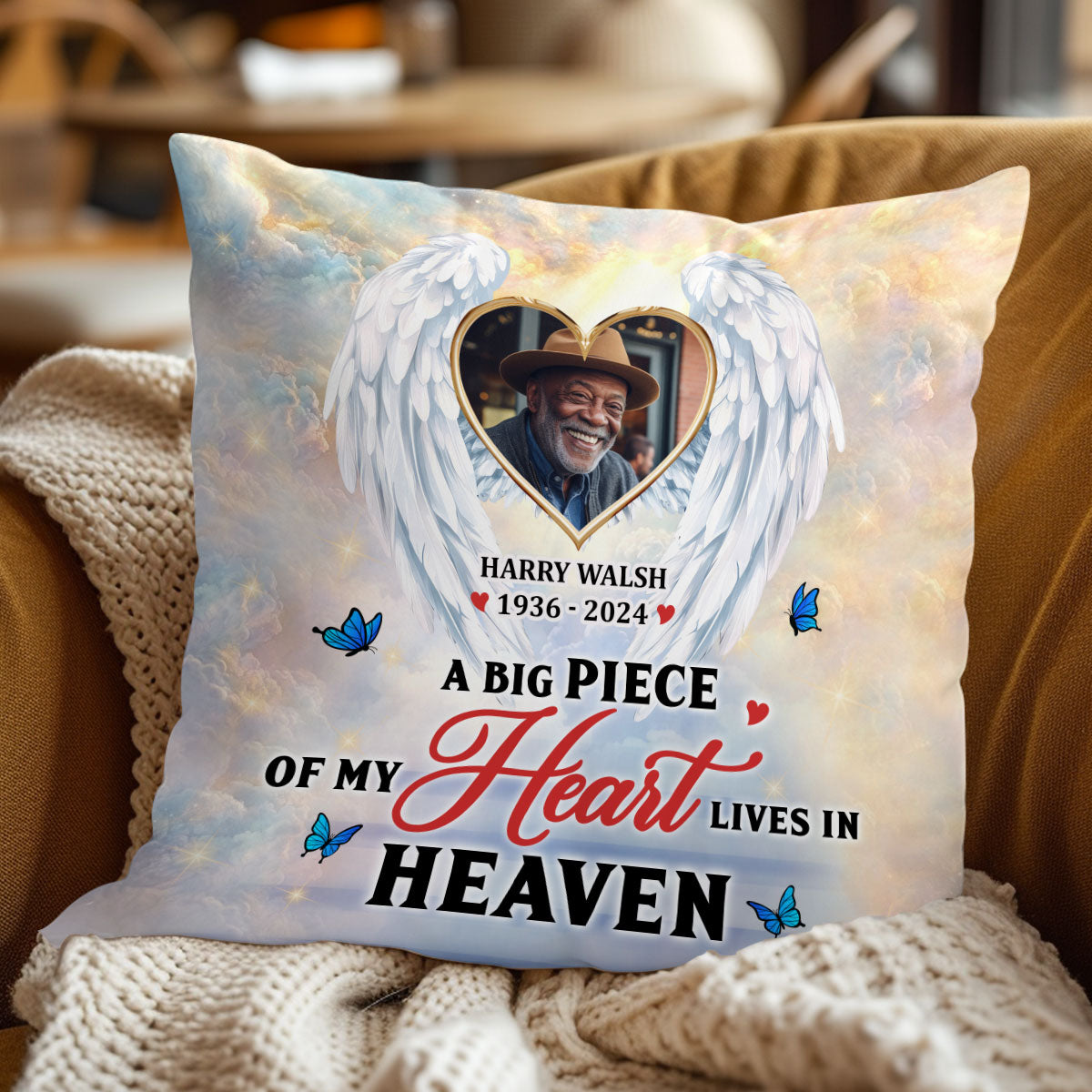 A Big Piece Of My Heart Lives In Heaven - Personalized Pillow