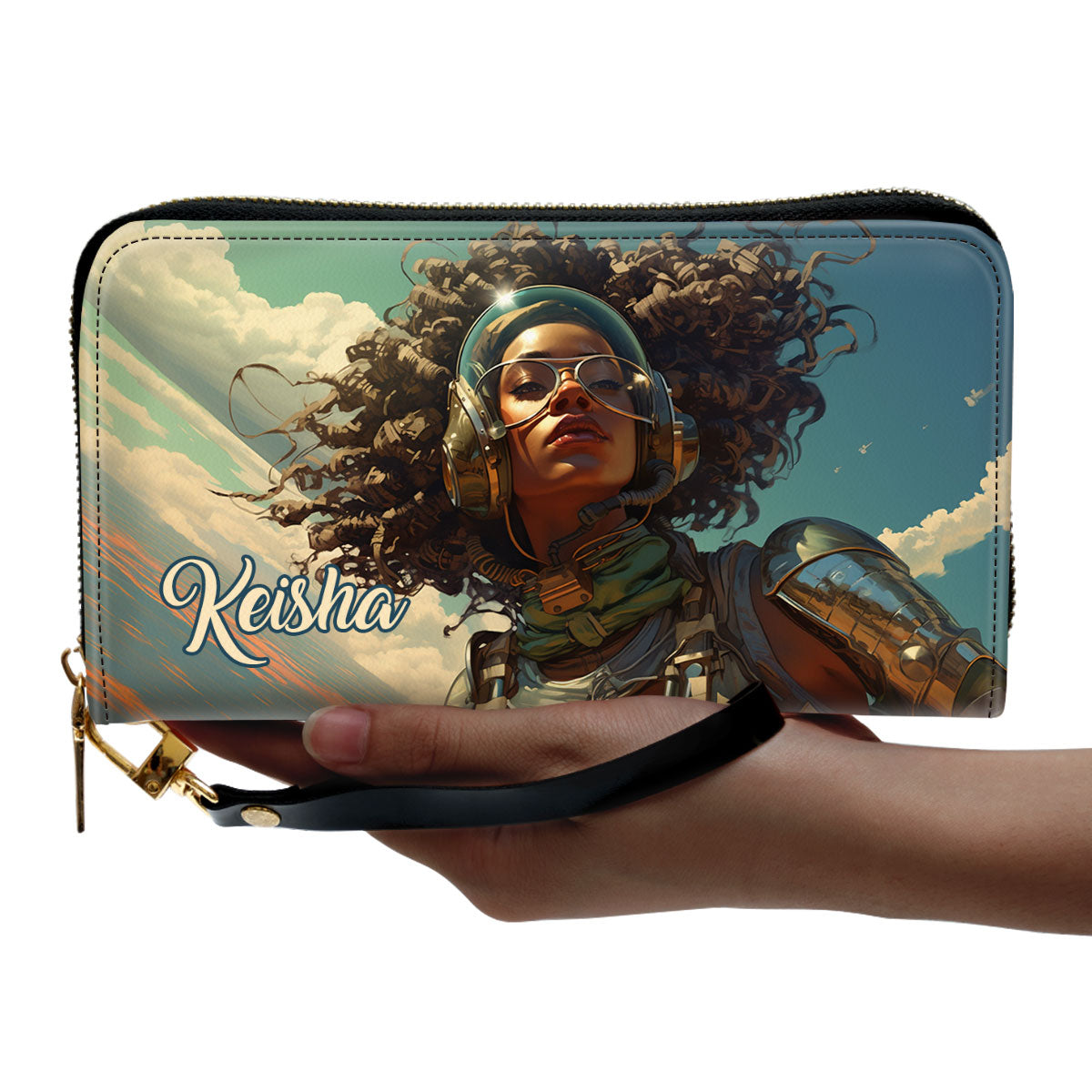 Afrofuturism - Personalized Leather Clutch Purse SB112