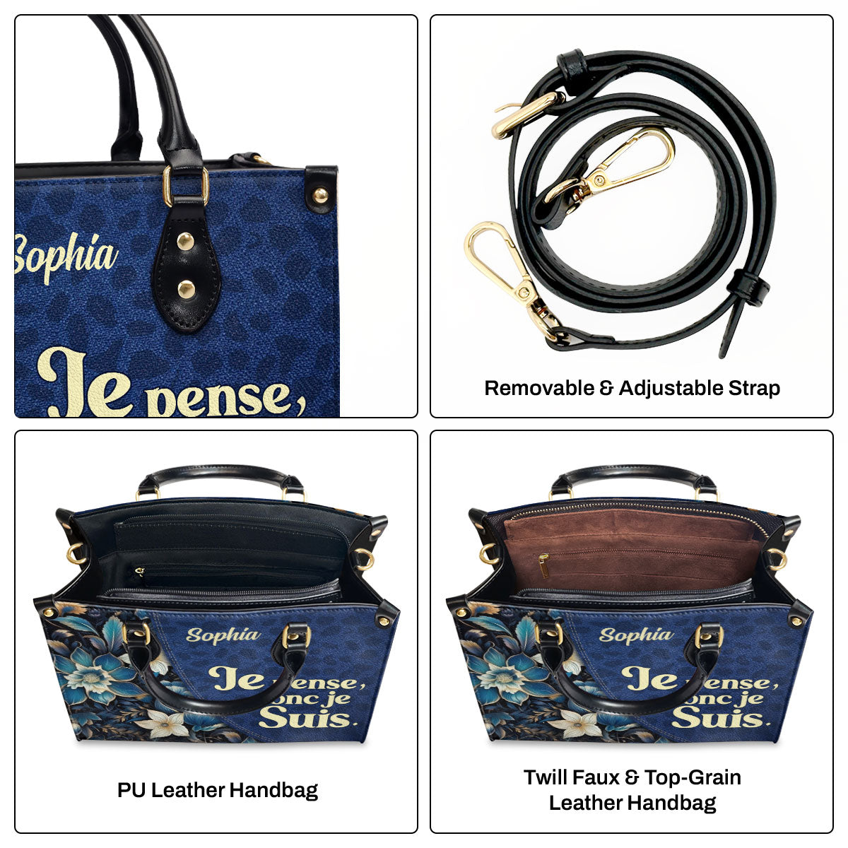 Je pense, donc je suis - Personalized Leather Handbag SB605