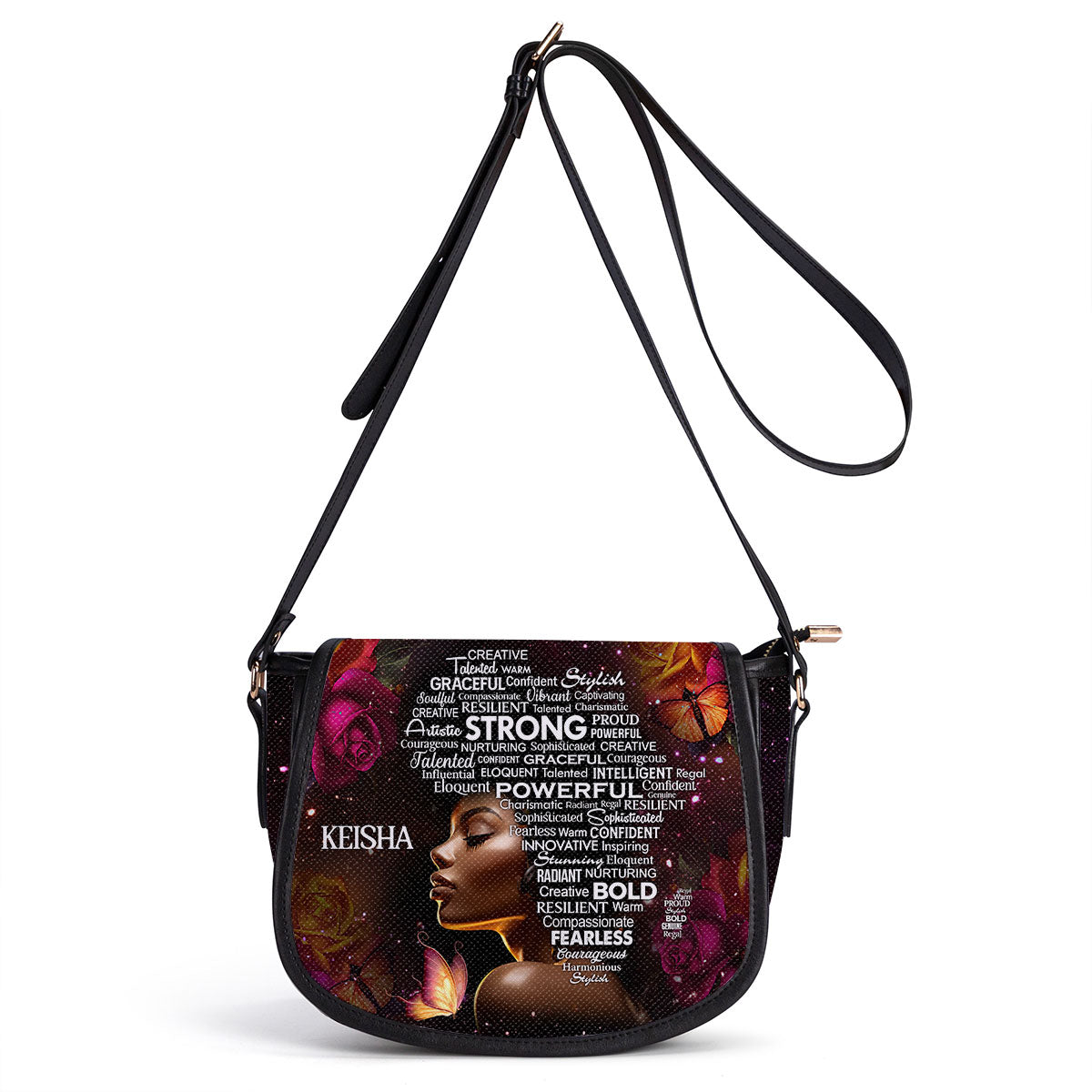 Afro Map - Personalized Leather Saddle Cross Body Bag STB43