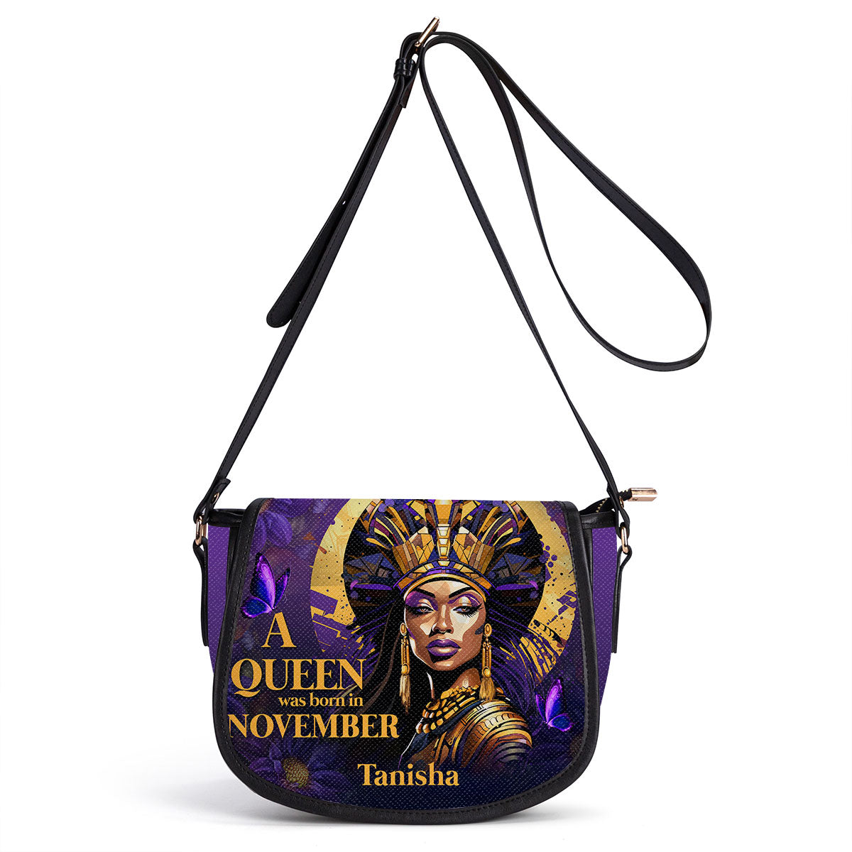 A Beautiful Queen - Personalized Leather Saddle Cross Body Bag STB58