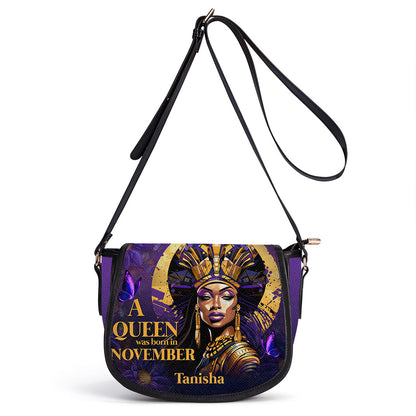 A Beautiful Queen - Personalized Leather Saddle Cross Body Bag STB58