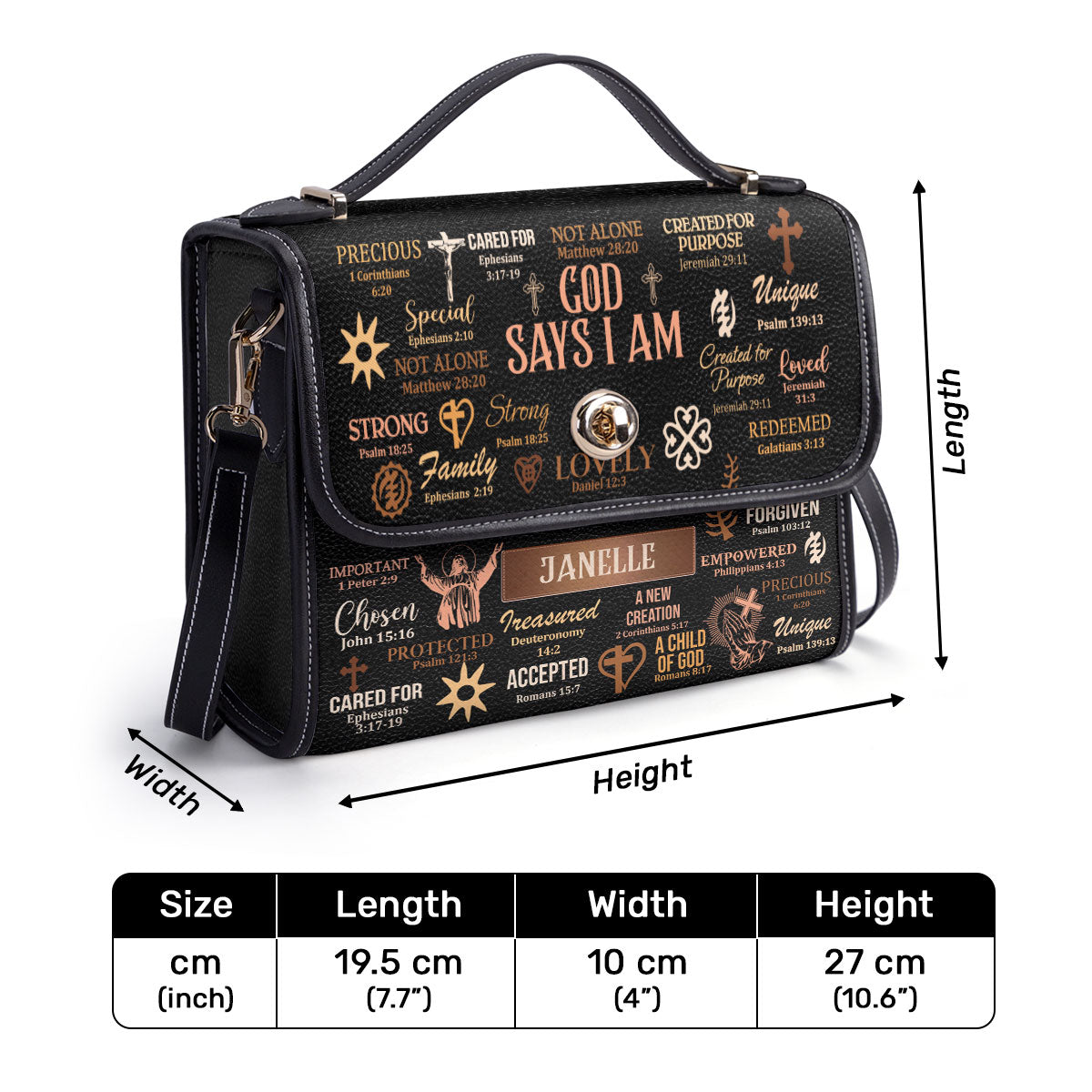 God Says I Am - Personalized Leather Satchel Bag MB21