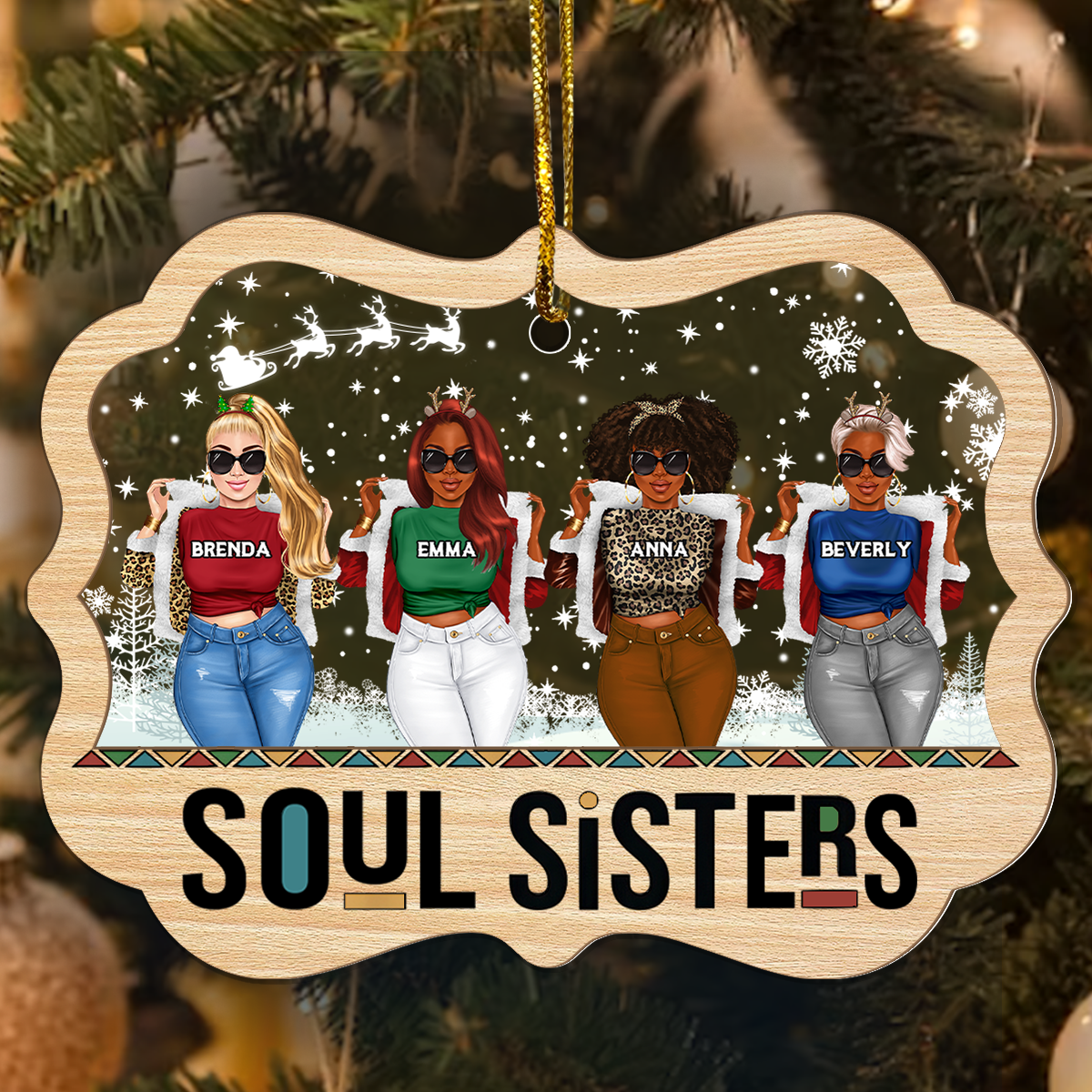 Soul Sisters - Personalized Wood & Acrylic Ornament