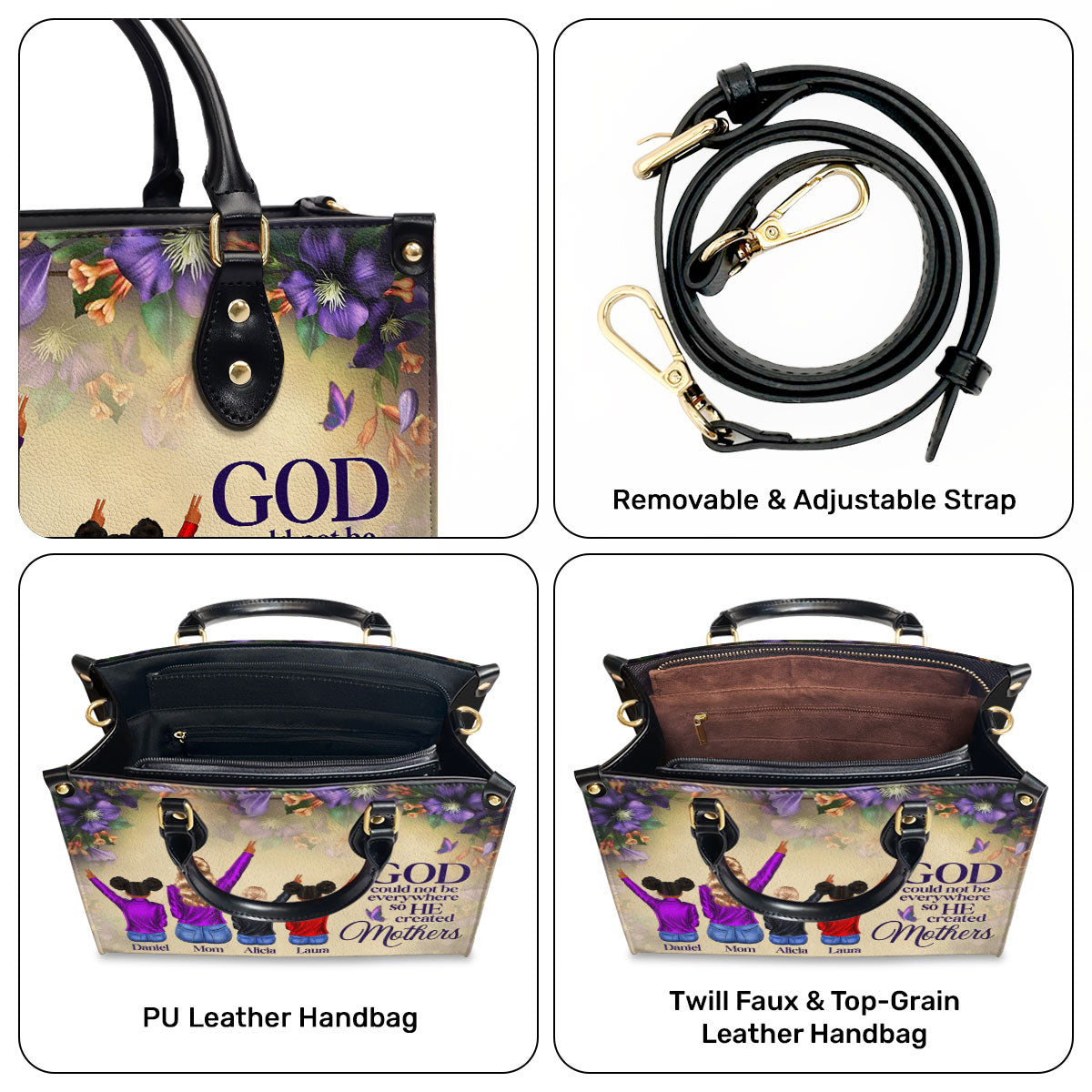 God Could Not Be Everywhere So He Created Mothers - Personalized Leather Handbag STB211