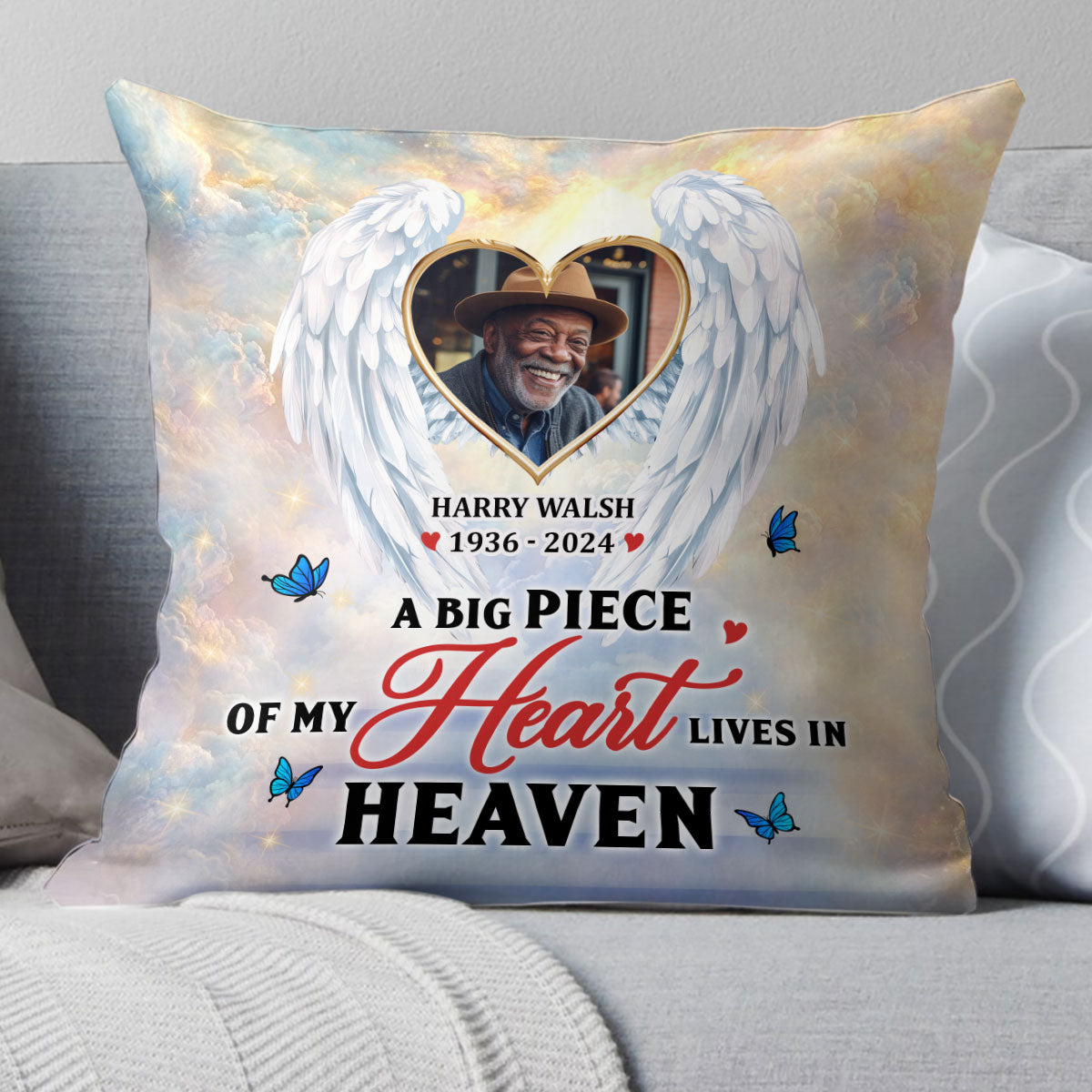 A Big Piece Of My Heart Lives In Heaven - Personalized Pillow