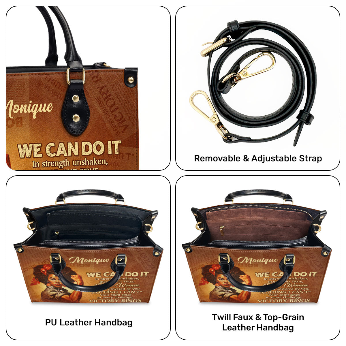 We Can Do it - Personalized Leather Handbag STB163