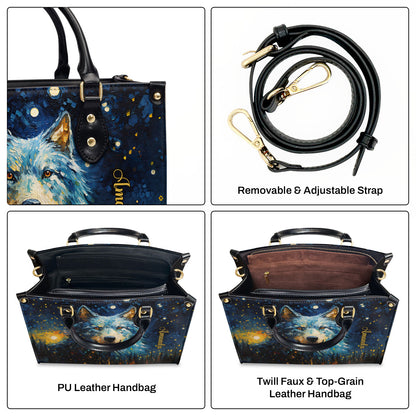 Wolf Under The Starry Night - Personalized Leather Handbag MSM26