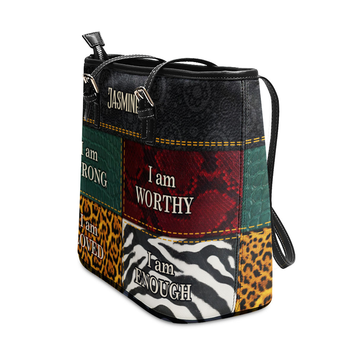 I Am Loved, I Am Enough - Personalized Large Leather Tote Bag SB08