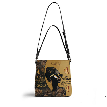 She Who Kneels Before God Can Stand Before Anyone - Personalized Bucket Bag SBBD18LM1282M