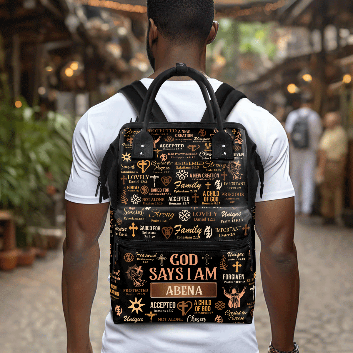 God Says I Am - Personalized Duckbilled Backpack SBDBPNUM878D