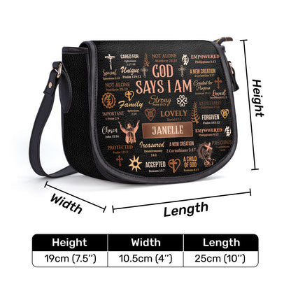 God Says I Am- Personalized Leather Saddle Cross Body Bag MB21