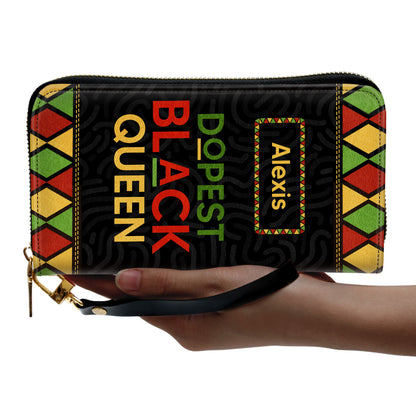 Dopest Black Queen - Personalized Leather Clutch Purse SB09