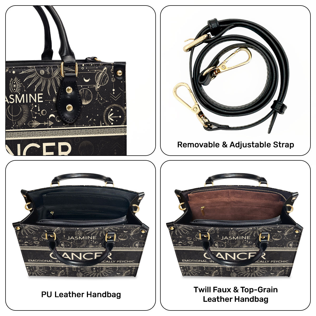 Zodiac Signs - Personalized Leather Handbag STB217