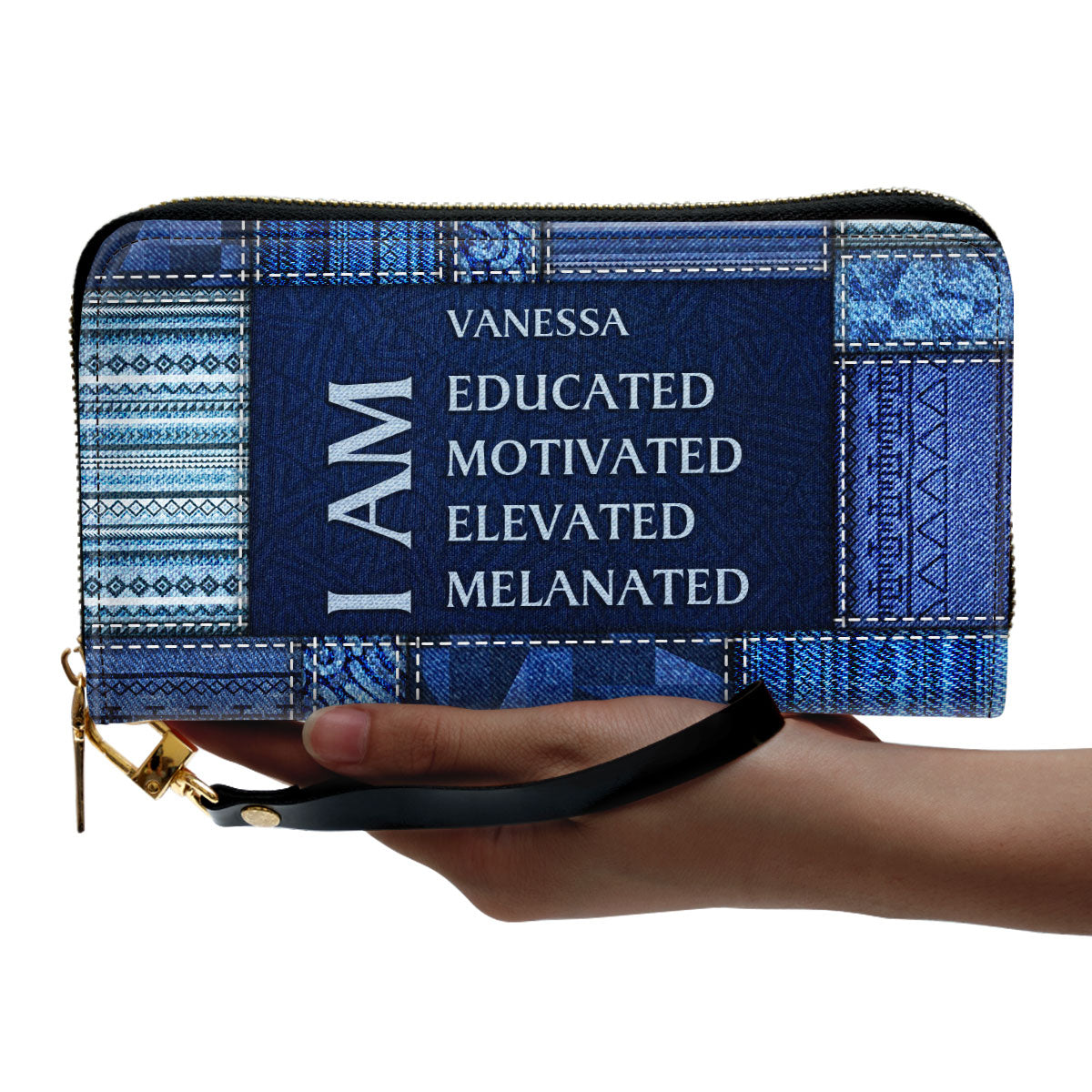 I Am - Jean Personalized Leather Clutch Purse SB28