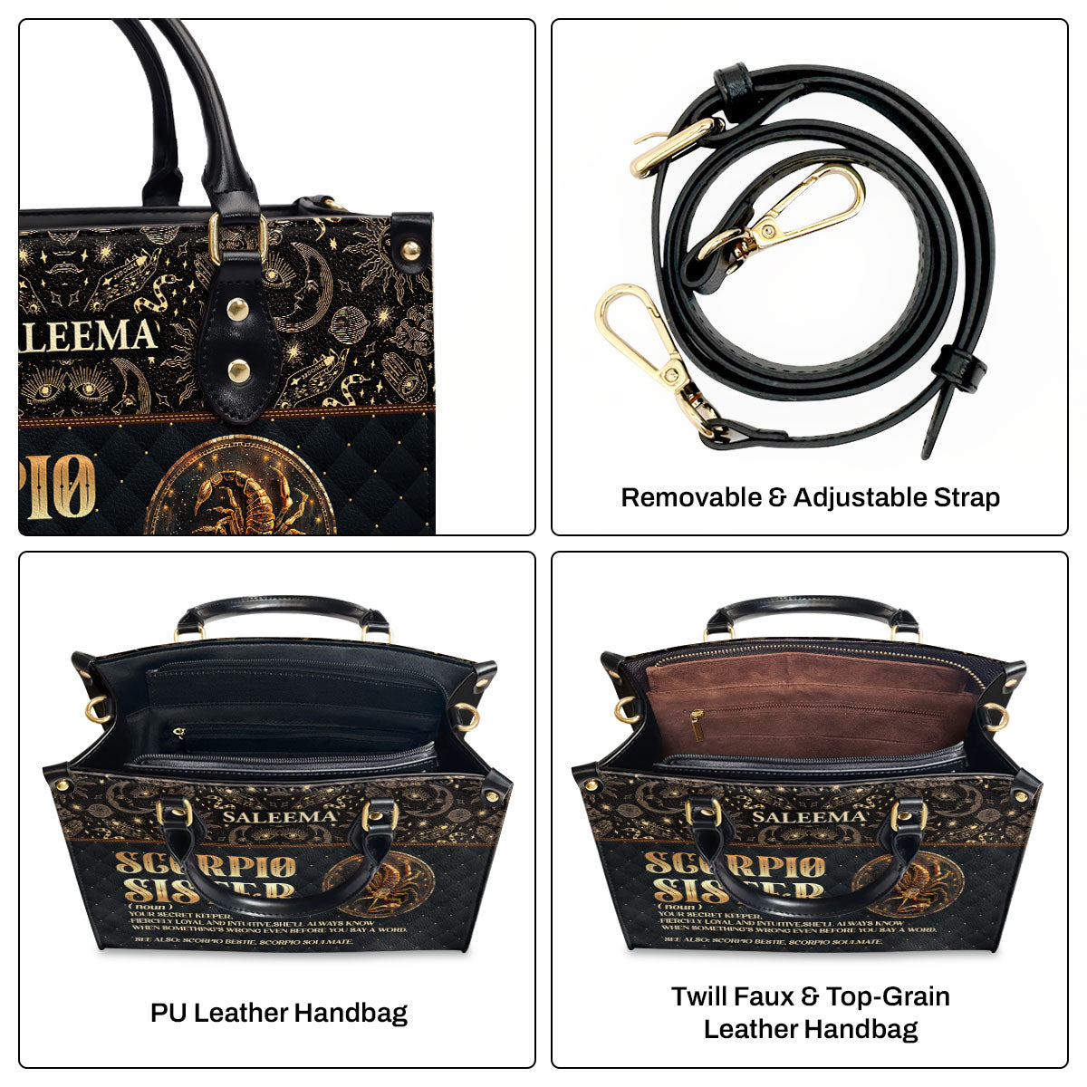 Sister Zodiac Sign - Personalized Leather Handbag SBLHBLM2071M