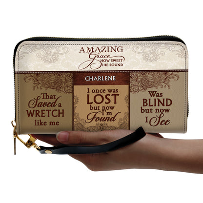 Amazing Grace - Personalized Leather Clutch Purse MB49