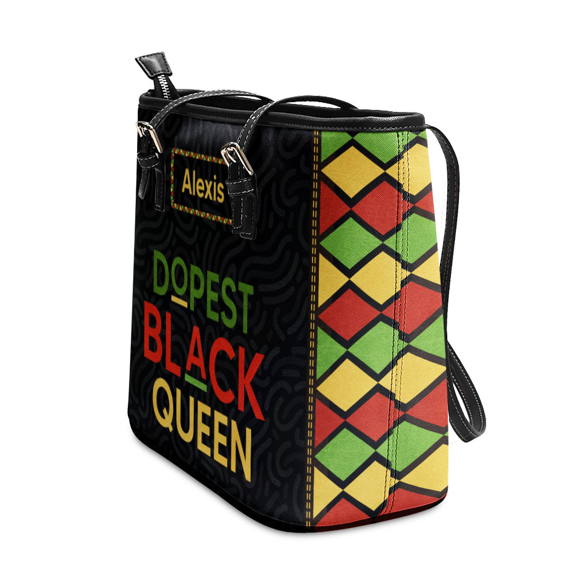 Dopest Black Queen - Personalized Leather Totebag SB09