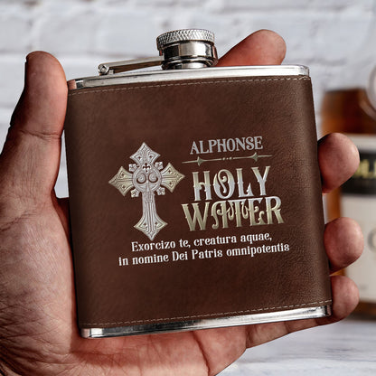 Holy Water - Personalized Leather Flask SBLFLALM2163TA