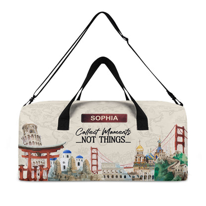 Collect Moments Not Things - Personalized Minimalist Duffle Bag SBMDBT75