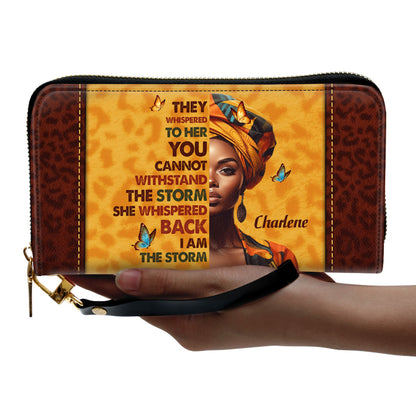 I Am The Storm - Personalized Leather Clutch Purse SB23