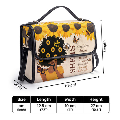 She Is - Personalized Leather Satchel Bag SB12