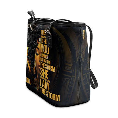 I Am The Storm - Personalized Leather Totebag SB113