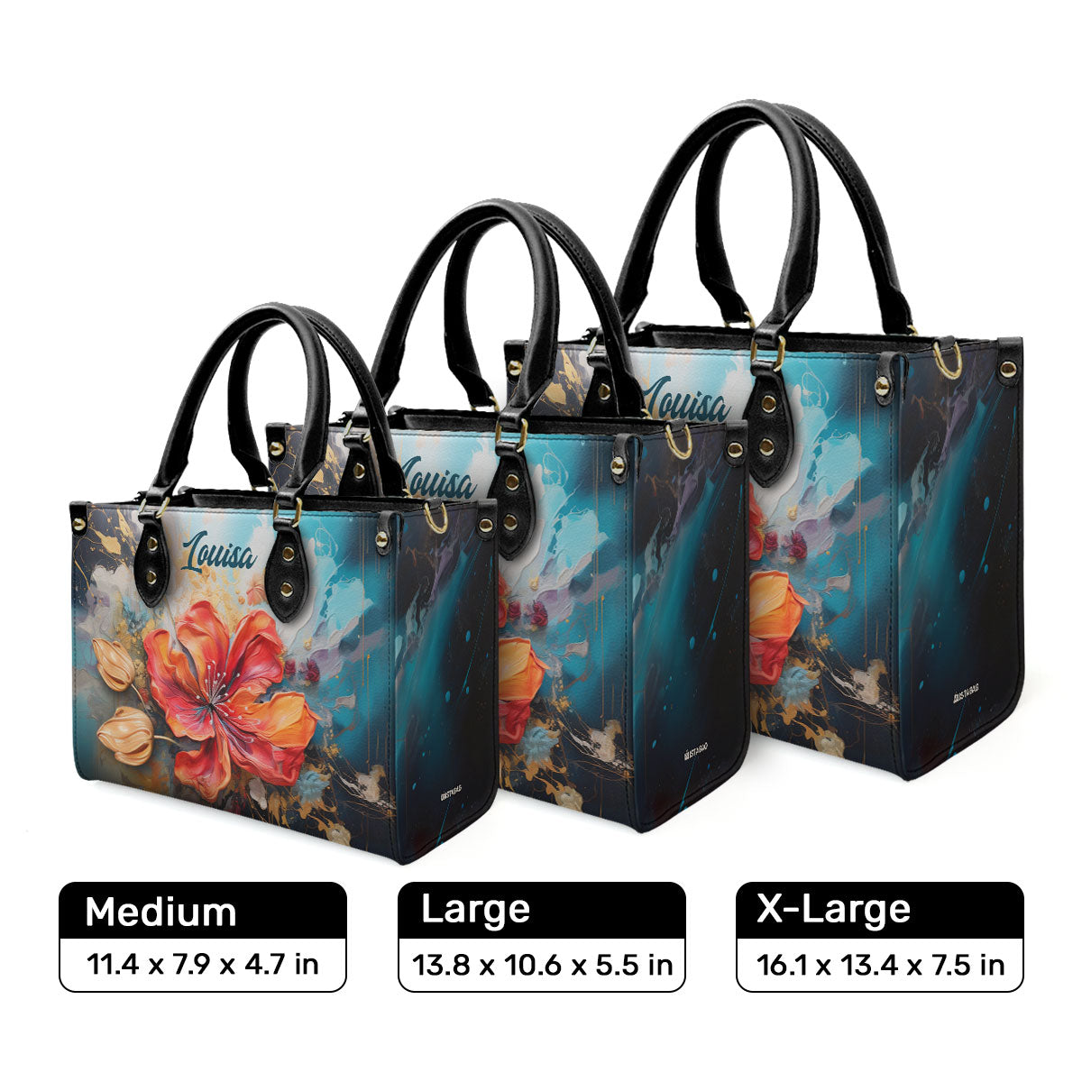 Flamboyant Flower - Personalized Leather Handbag STB131