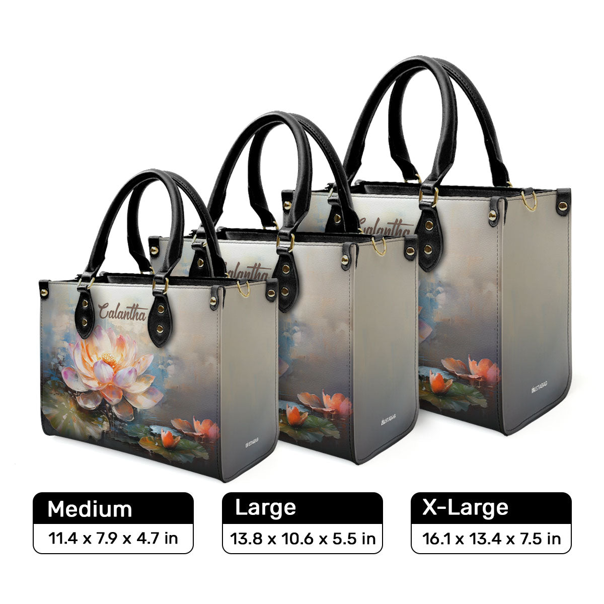 Blooming Lotus - Personalized Leather Handbag STB138