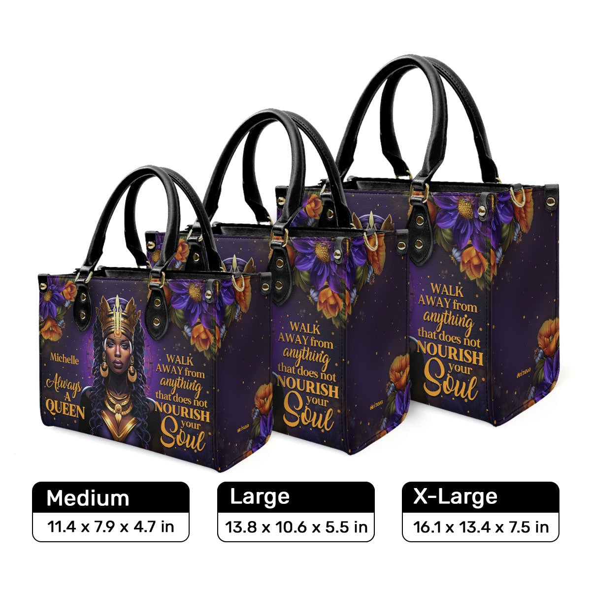 Always A Queen - Personalized Purple Leather Handbag STB68