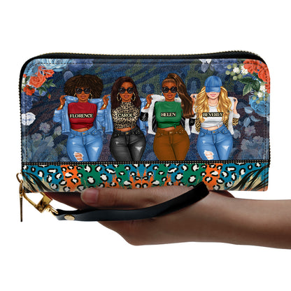 God Made Us Best Friends - Personalized Leather Clutch Purse