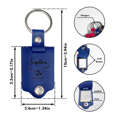 Forever Yours - Personalized Leather Photo Keychain