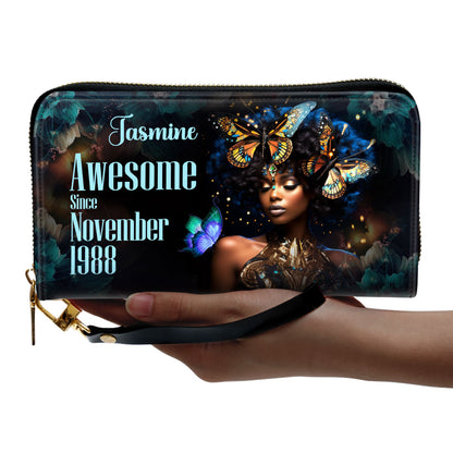 Personalized Awesome Leather Clutch Purse STB54