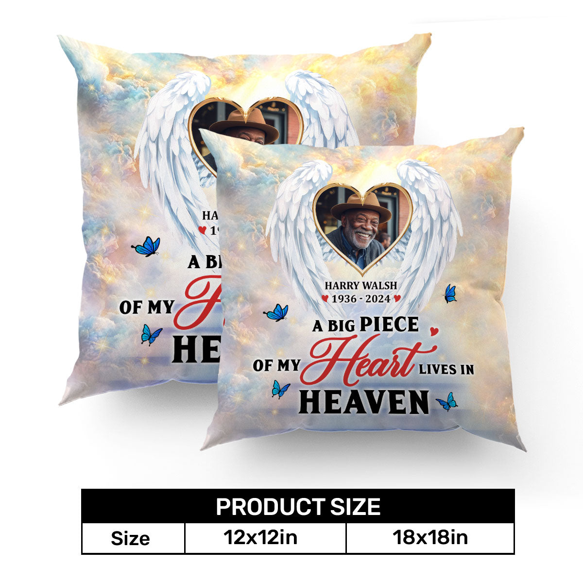 A Big Piece Of My Heart Lives In Heaven - Personalized Pillow