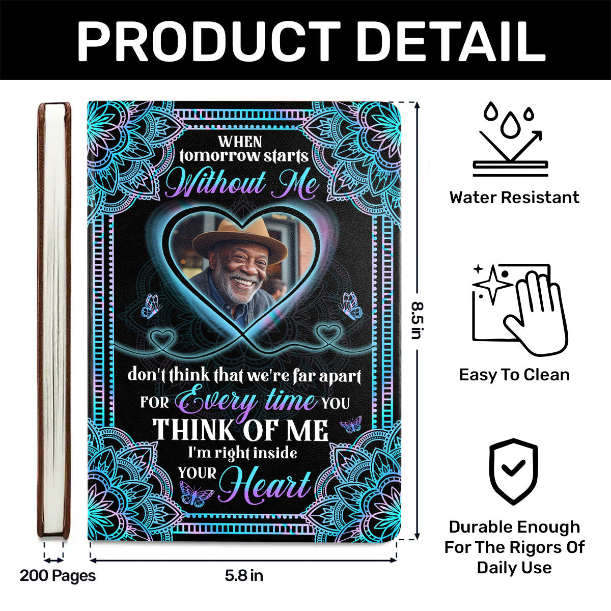 I'm Right Inside Your Heart - Personalized Leather Cover Notebook