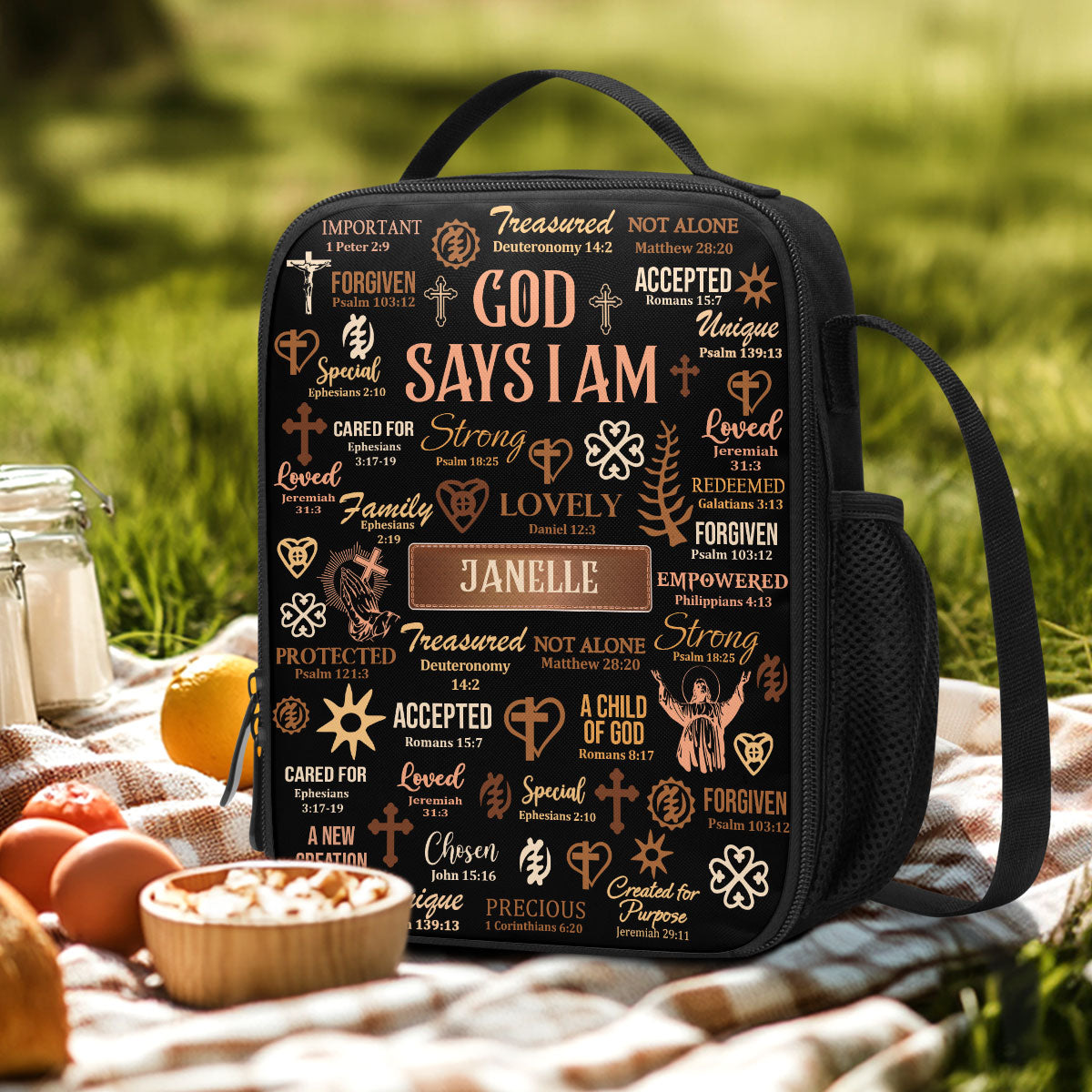 God Says I Am - Personalized Lunch Box Bag SBLBBLM1672TA