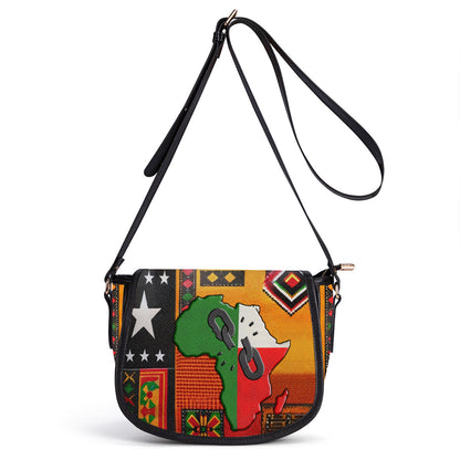 Africa Map - Juneteenth Leather Saddle Cross Body Bag SBSADT61