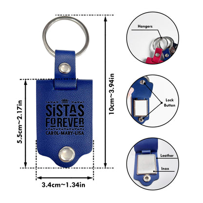 Life Is Better With Sistas - Personalized Leather Photo Keychain SBLPKLTU2740L