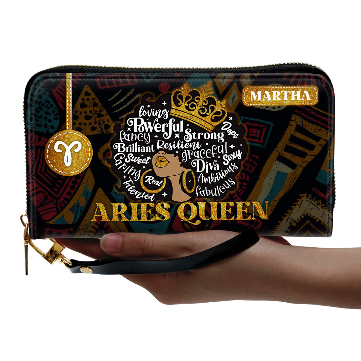 Zodiac Queen - Personalized Leather Clutch Purse