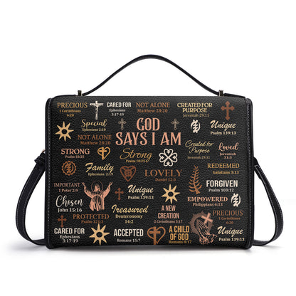 God Says I Am - Personalized Leather Satchel Bag MB21