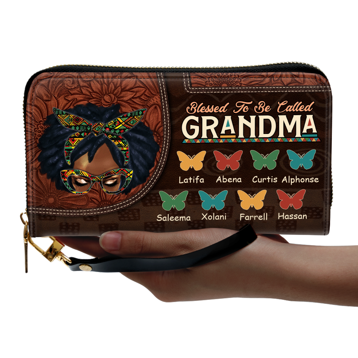 Blessed To Be Called Grandma - Personalized Leather Clutch Purse SBCPLM2593M