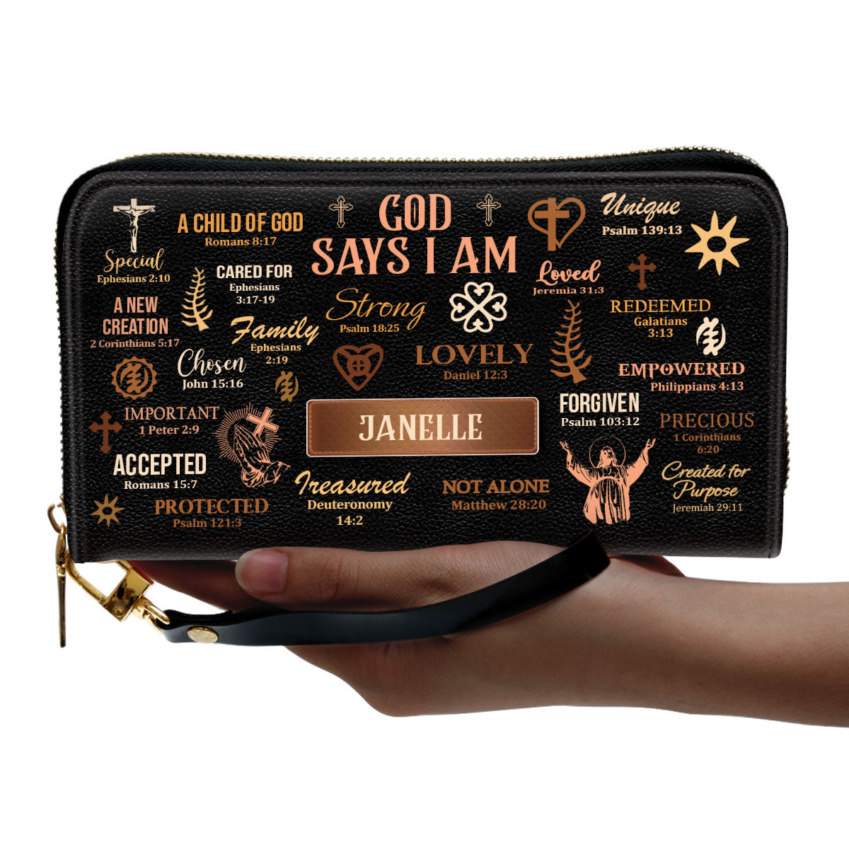 God Says I Am - Personalized Leather Clutch Purse MB21