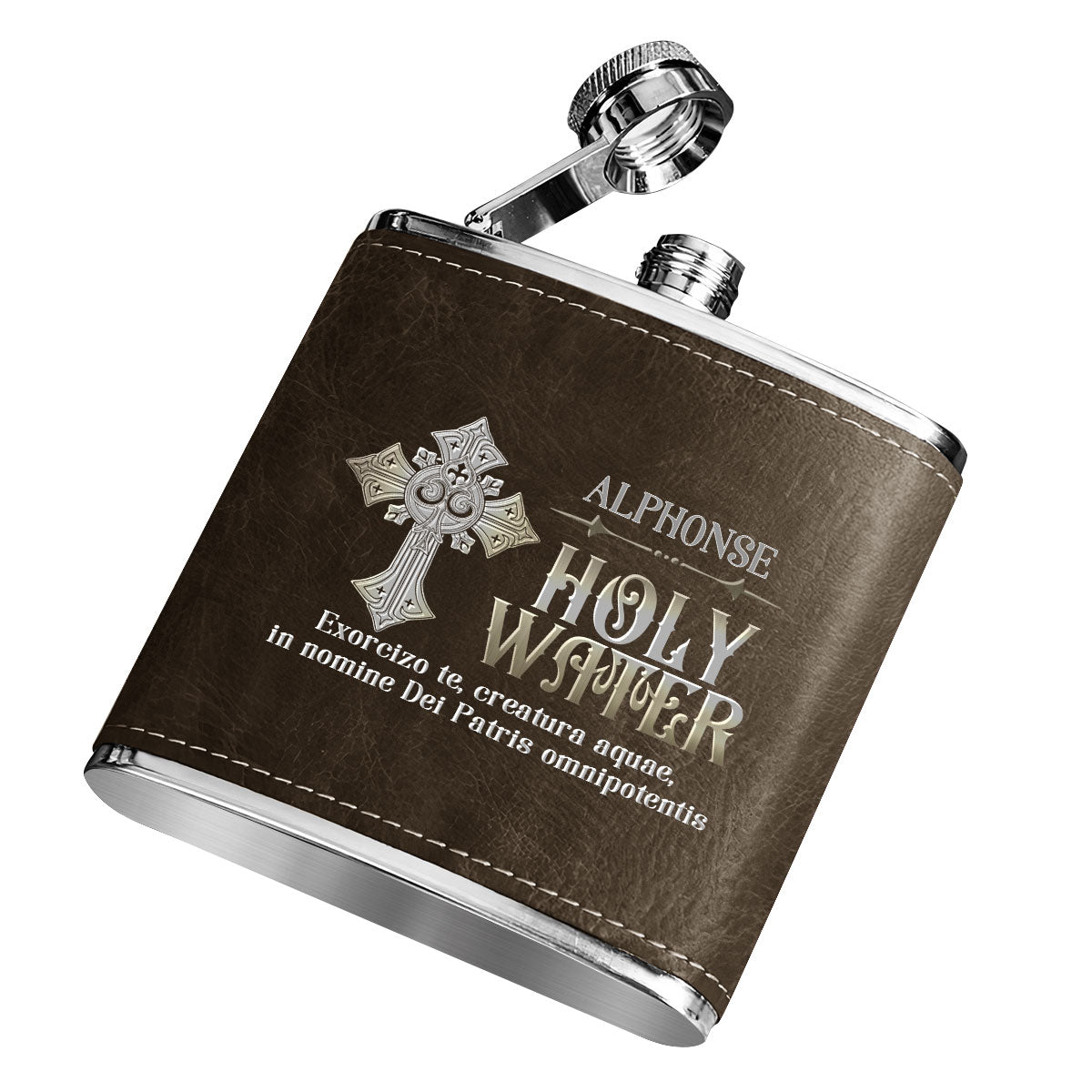 Holy Water - Personalized Leather Flask SBLFLALM2163TA