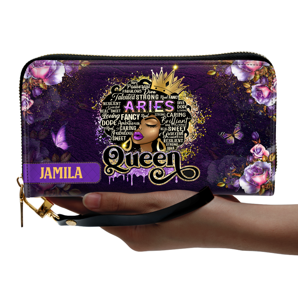 Zodiac Queen - Personalized Leather Clutch Purse