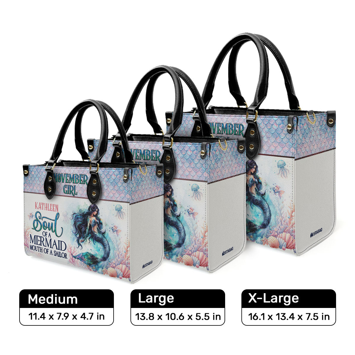 Mermaid - Personalized Leather Handbag MB94