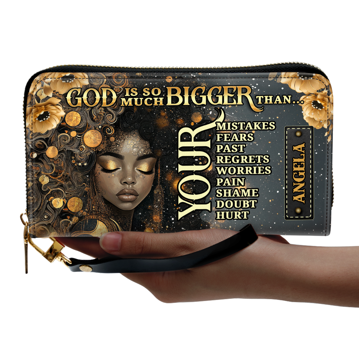 God Is So Much Bigger Than - Personalized Leather Clutch Purse