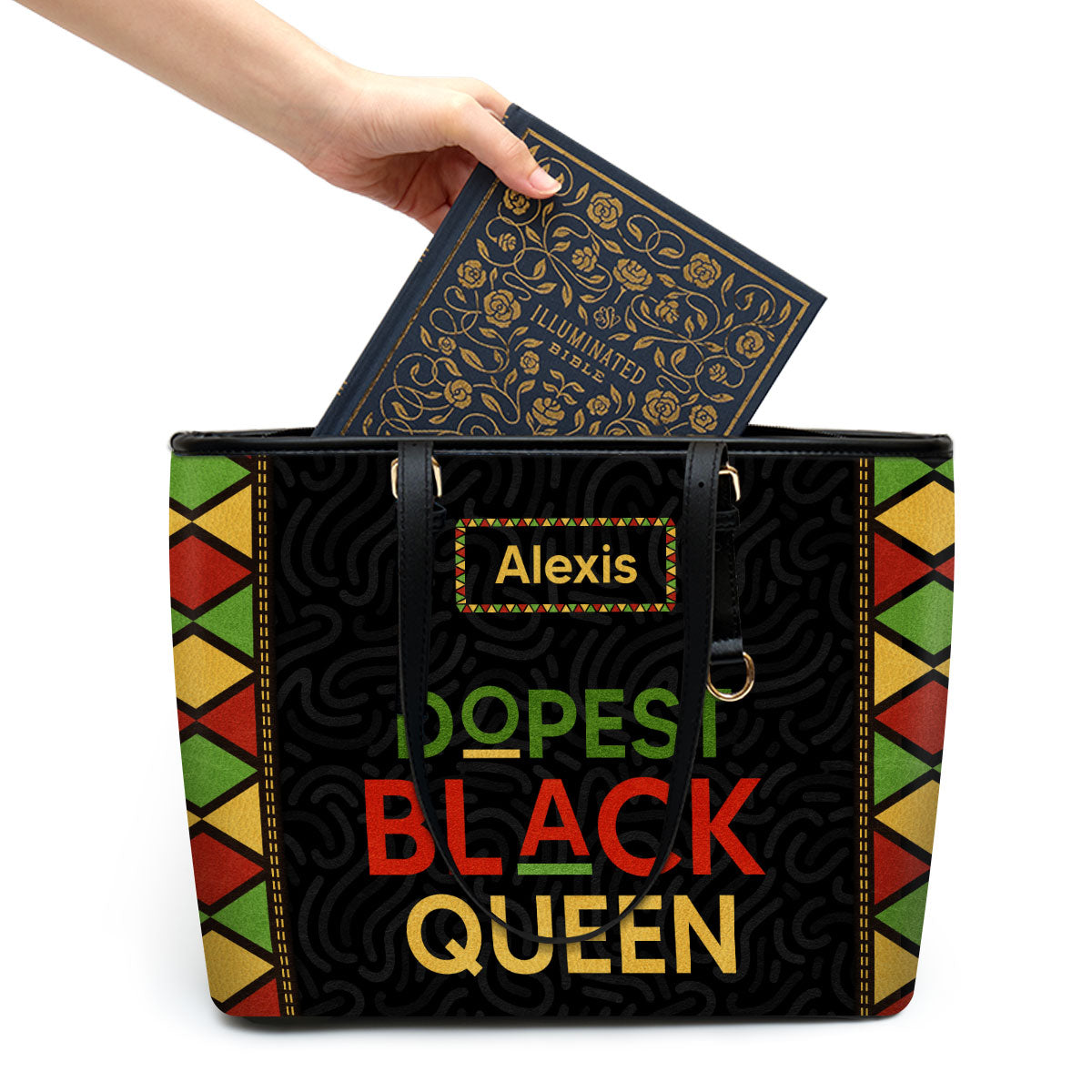 Dopest Black Queen - Personalized Leather Totebag SB09